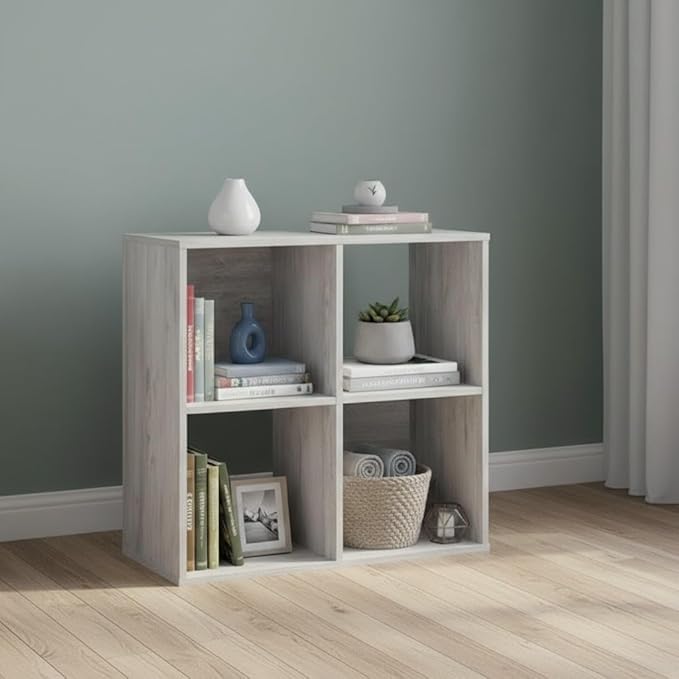 Signature Design by Ashley Paxberry Coastal 4 Cube Storage Organizer or Bookcase, Whitewash