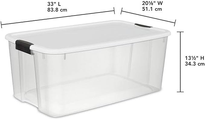 Sterilite 12-Pack Ultra Latching Box, Storage Bins with Lids, Clear Plastic, 116 Quart - Heavy-Duty Organizing Containers for