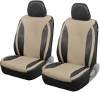 Motor Trend Beige Faux Leather Car Covers for Front Seats – Premium Automotive Bucket Seat Covers, Made for Vehicles with Rem