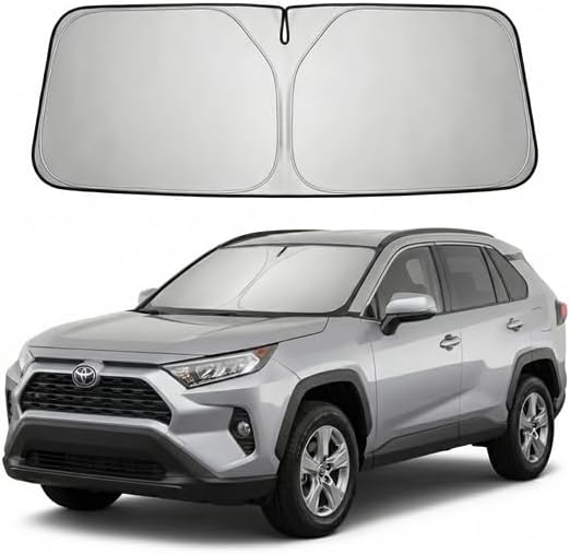 for Toyota RAV4 2019-2024 2025 2026 Windshield Sun Shade, Front Window Shade Custom Fit RAV4 Accessories Sun Visor Foldable Sunshade Blocks UV Rays Summer Must Have Car Accessories