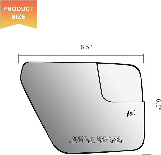 Passenger Side Mirror Replacement for Ford F150 2022 2023, Right Exterior Side Rearview Mirrors Glass, with Backing Plate, Po