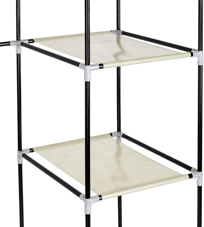 lapday 59 inches Portable Closet Wardrobe, Non-Woven Fabric Closet Storage Organizer with Hanging Rods &12 Storage Shelves, Q