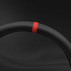 Morandi Color Steering Wheel Cover, Nappa Leather, Fashionable Sporty Style, Universal 15 inches, Black and red