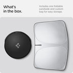 Spigen Front Windshield Sunshade for All Tesla Model Y & 3 | Dual Layered Protection Car Accessories for Model Y Juniper and Model 3 Highland | Gift for Tesla Owner