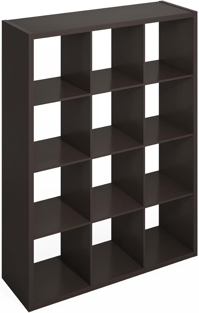 Furinno Simple Cube Storage Organizer, 12-Cube Display Shelf, Open Back Shelving Unit, Storage Shelves, Extra Thick Frame, fo