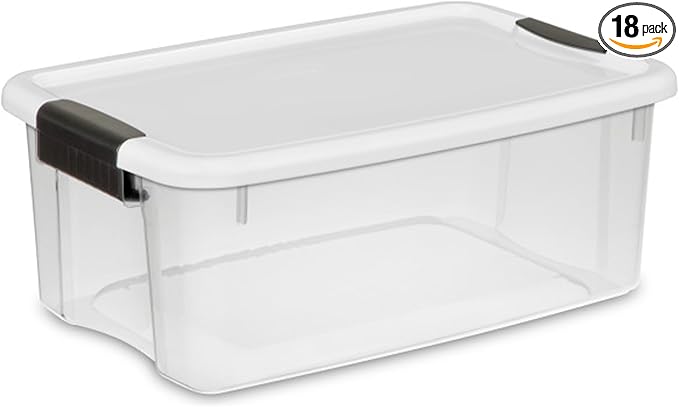 Sterilite 18-Pack Ultra Latching Box, Storage Bins with Lids, Clear Plastic, 18 Quart - Heavy-Duty Organizing Containers for 