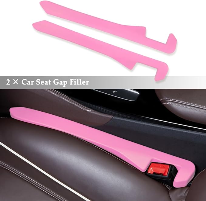2PCS Car Seat Gap Filler,Super Flexible Car Side Seat Gap Filler Car interior Accessories,Universal CCar Organizer Between Seats for Tightly Filling Seat Gaps (Pink)……