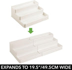 mDesign Plastic Expandable 3-Tier Shelf Rack Organizer - Storage for Bathroom Vanity, Cabinet, Cupboard, Drawer - Holds Medic