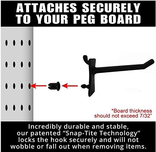 PegPro® J & 2" Hooks Kit for Standard “Wood Fiber” pegboard – Durable Plastic Pegboard Hooks - for Garage, Kitchen, Craft Roo