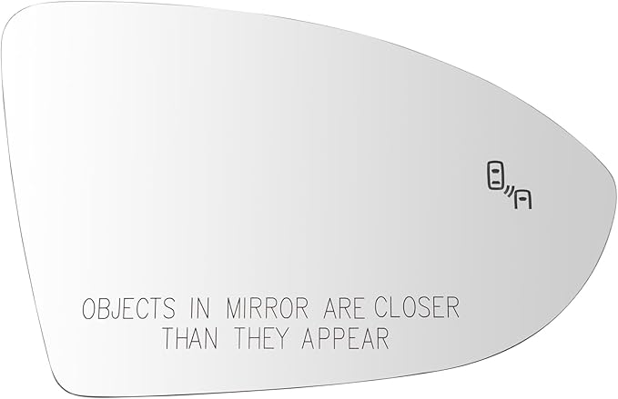 TRQ Passenger Side Mirror Glass Heated Blind Spot Convex For Factory Equipped & Aftermarket Mirrors Compatible with 2015-2021