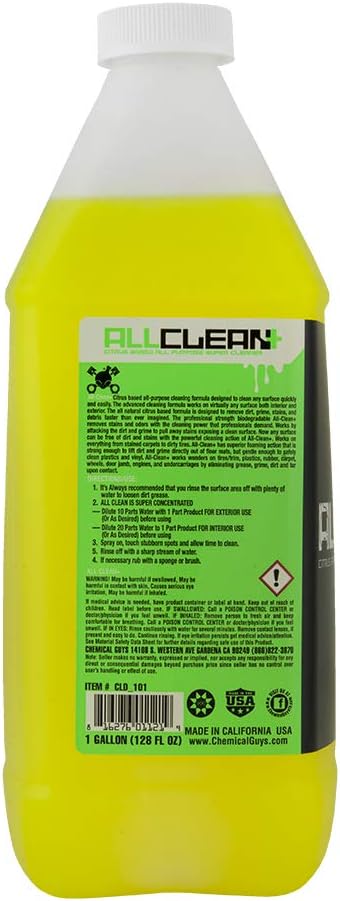 Chemical Guys CLD_101 All Clean+ Citrus-Based All Purpose Super Cleaner, Safe for Cars, Trucks, SUVs, Motorcycles, RVs & More