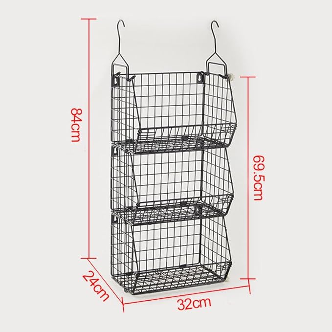 3 Tier Hanging Foldable Wire Baskets Closet Organizer Clothes Shelves Countertop Caddy Bin Wall Mount Shelf Storage Basket fo