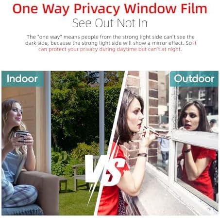 One Way Privacy Window Film Sun Blocking, Heat Blocking Window Tint for Home See Out But Not in, Static Cling & Anti UV, Black-Silver,41.3Inch x 98.42 Inch