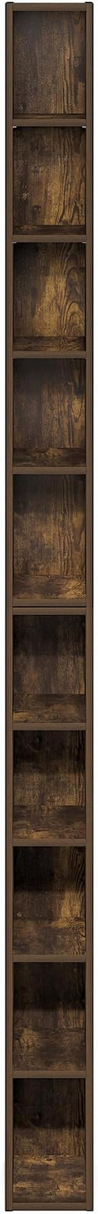 Furinno Fulda Book Shelf, 10-Tier Bookshelf, Space Saving Storage Shelf Bookcase, 9.2 x 5.9 x 78.7, for Living Room, Bedroom,