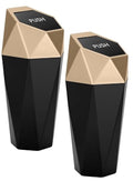 Ginsco 2 Pack Car Trash Can with Lid, Cup Holder Garbage Can for Car, Garbage Bin Cars Accessories for Interior, Leakproof Small Trash Bin, Mini Trash Can for Cars, Home, Bedroom, Office (Golden)