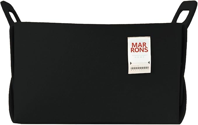Collapsible Felt BLACK Storage Bin Large 14.6"x9.4"x9.4" – Foldable Basket with Handles for Closet, Laundry Room Organization