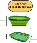 SAMMART 9.2L (2.37Gallon) Collapsible Tub with Handle - Portable Outdoor Picnic Basket/Crater - Foldable Shopping Bag - Space Saving Storage Container (1, Dark Green/Fluorescent Green)