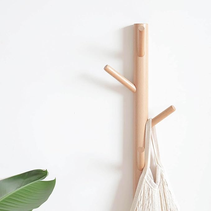 Coat Rack 2 pack-Wall Mounted Hat Rack Coat Hooks-Sturdy Wooden Coat Rack Stand-Entryway Hall Tree Coat Tree with Solid Base 