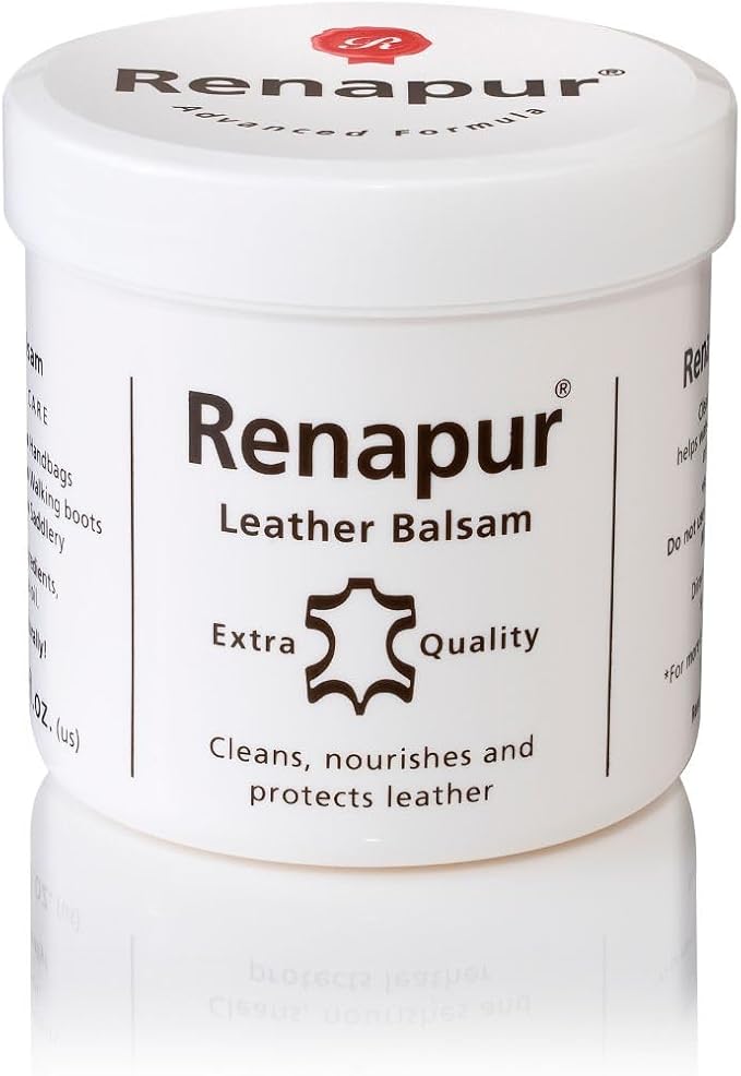Renapur Leather Balsam, Natural Conditioner, Protector and Restorer — for Leather Furniture, footwear, Purses & Bags, Car int