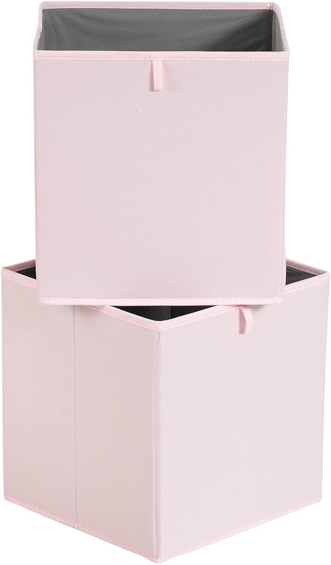Amazon Basics Collapsible Cube Organizer Bins, Closet Storage Organizer Baskets for Shelves, Space-Saving, 13" x 15" x 13", P