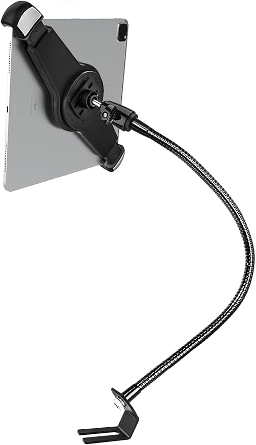 woleyi Gooseneck Car/Truck Seat Rail Large Tablet Mount, Heavy Duty Long Arm Tablet Holder for Car, Vehicle Floor Bolt Compatible with iPad Pro 13/Air, Galaxy Tabs, Surface Pro/Go, 9.5-14.5" Tablets