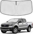 Windshield Sun Shade for Ford Ranger 2019-2024 2025 2026 Sunshade Front Window Shade Custom Fit Ranger Accessories Sun Visor Foldable Shade Blocks UV Rays Accessories