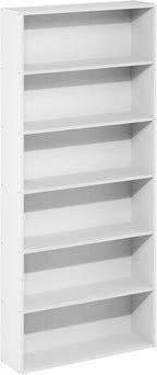 Furinno Basic Book Shelf, 6-Tier Bookcase with Open Shelf, Bookshelf, Cube Storage Organizer, 7 x 24 x 53, for Living Room, B