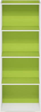 Furinno Luder Bookcase / Book / Storage, 4-Tier, Green/White