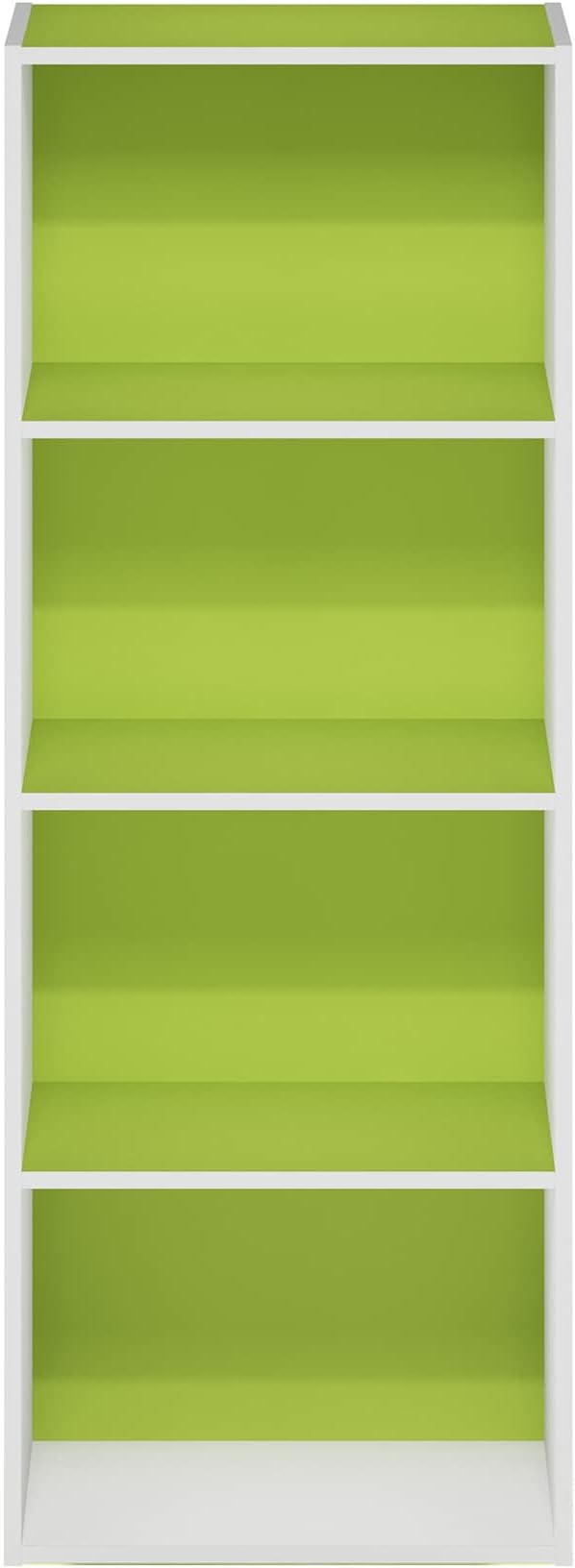 Furinno Luder Bookcase / Book / Storage, 4-Tier, Green/White