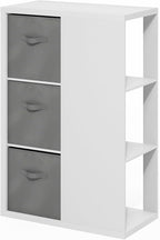 Furinno Viola Book Shelf, 3-Tier Bookshelf, Cube Storage Organizer Bookcase with Open Shelf, with Storage Bins, 13.6 x 29.3 x