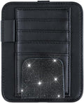 Bling Car Sun Visor Organizer, Rhinestone Multi-Pocket Truck Visor Organizer Pouch with Visor Pen Holder,Glasses Holder,Universal Sunvisor Organizers for Most Cars SUVs -Black