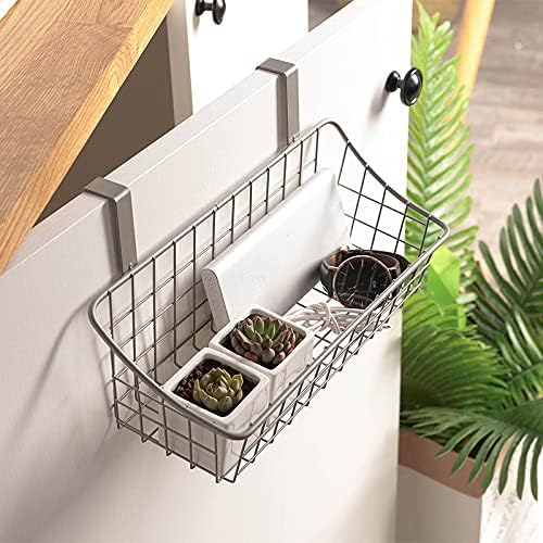 LeleCAT Basket with hook Grid Storage Basket,Hang it behind a door or on a railing,Over the Cabinet Door,Champagne Gray,2 Pac