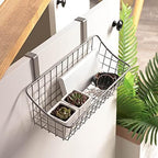 LeleCAT Basket with hook Grid Storage Basket,Hang it behind a door or on a railing,Over the Cabinet Door,Champagne Gray,2 Pac