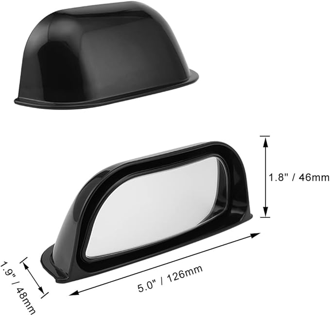 2Pcs Back Passenger Rear View Mirror Adjustable Blind Spot Mirror,Real Glass,Car SUV Side View Mirror With Convex Surface Stick on B-Pillar for Second Row Door Safely Get-Off (Black frame, 2 PCS)