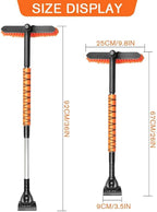 Telescopic Snow Brush Ice Scraper Combo, 2-in-1 Adjustable Length 26-36in & 360° Pivoting Head for Car Truck SUV, Christmas Auto Gifts