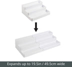 mDesign Plastic Expandable 3-Tier Shelf Rack Organizer - Storage for Bathroom Vanity, Cabinet, Cupboard, Drawer - Holds Medic
