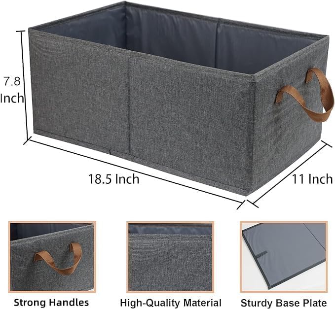 Fordonral Pack of 3 Large Capacity Storage Bins Closet Organizer System, Sturdy Foldable Storage Boxes for Organizing Clothin
