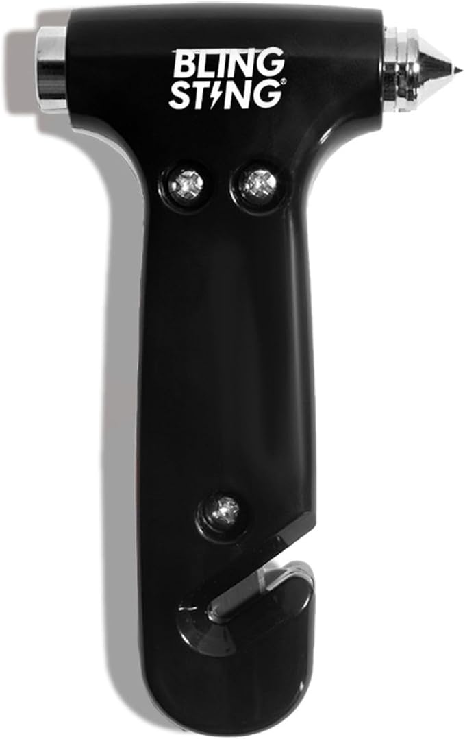 BLINGSTING Safety Hammer - Emergency Automotive Escape Tool with Window Breaker, Seat Belt Cutter & Adjustable Car Visor Stra