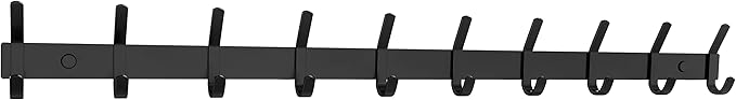 Matte Black Coat Rack Wall Mount – 30 Inch Stainless Steel Hook Rail with 10 Double Coat Hooks – Wall Mounted Entryway Organi