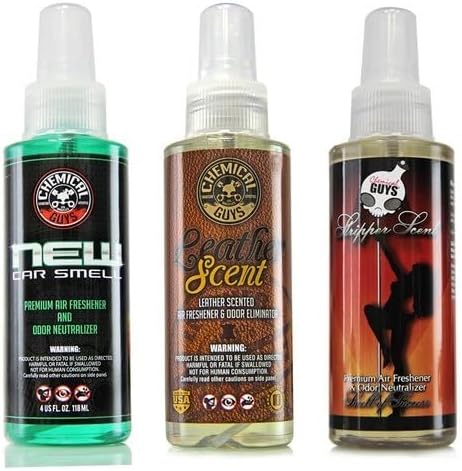 Chemical Guys AIR_301_04 New Car/Leather/Signature Scent Sample Kit, Great for Cars, Trucks, SUVs, RVs, Home, Office & More (