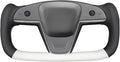 MEWANT Hand Stitched White Leather Steering Wheel Cover Wrap for Tesla Model S 2021-2023 / Model X 2021-2023 Steering Wheel Accessories