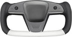 MEWANT Hand Stitched White Leather Steering Wheel Cover Wrap for Tesla Model S 2021-2023 / Model X 2021-2023 Steering Wheel Accessories