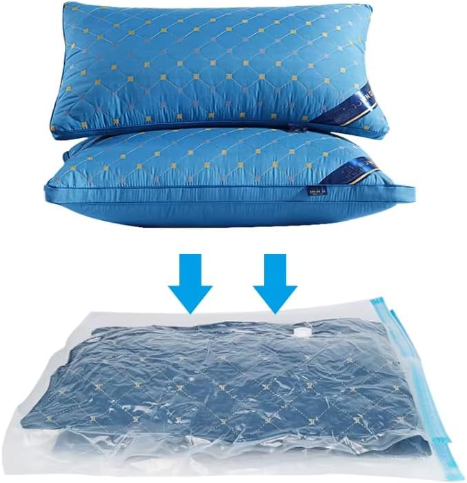 Vacuum Seal Storage Bags with Hand Pump, 6 Large Bags, Space Saver Bags for Clothes and Blankets, 85% More Storage