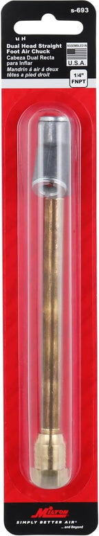 Straight Foot Dual Head Air Chuck Tire Pressue Guage, 1/4" FNPT, 150 PSI, Truck, Tractor Trailer, Semi Truck, Dually, RV & Car, S-693 (Single Pack)