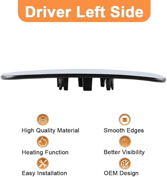 Senzeal Driver Side Heated Lower Mirror Glass Replacement for Ford F150 Truck 2015-2020 Ford F250 F350 Super Duty F450 F550 Truck 2017-2022 Towing Mirror FL3Z17K707V (Left Side)