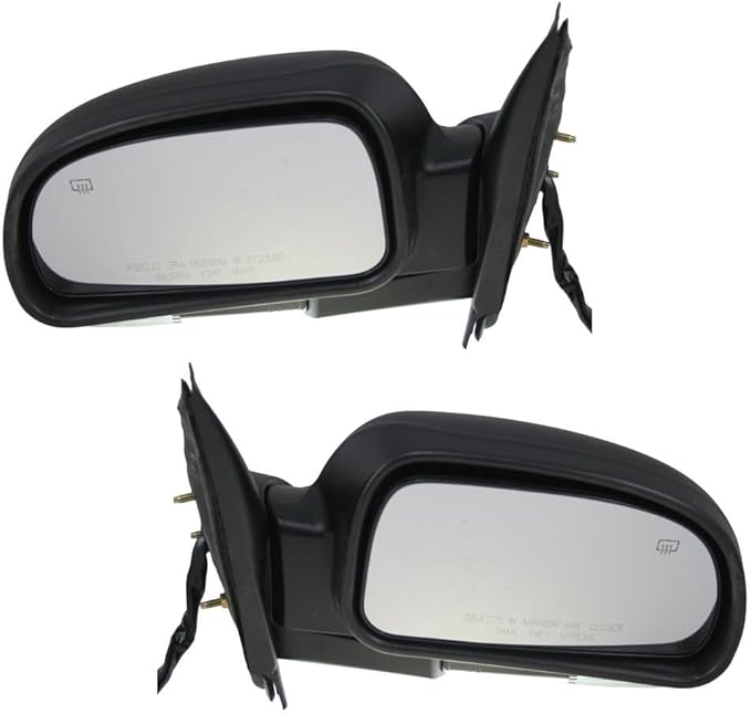 TRQ 2 Piece Driver and Passenger Side Set View Mirror Electric Adjustment Heated No Memory Clear Signal Lens Black Compatible