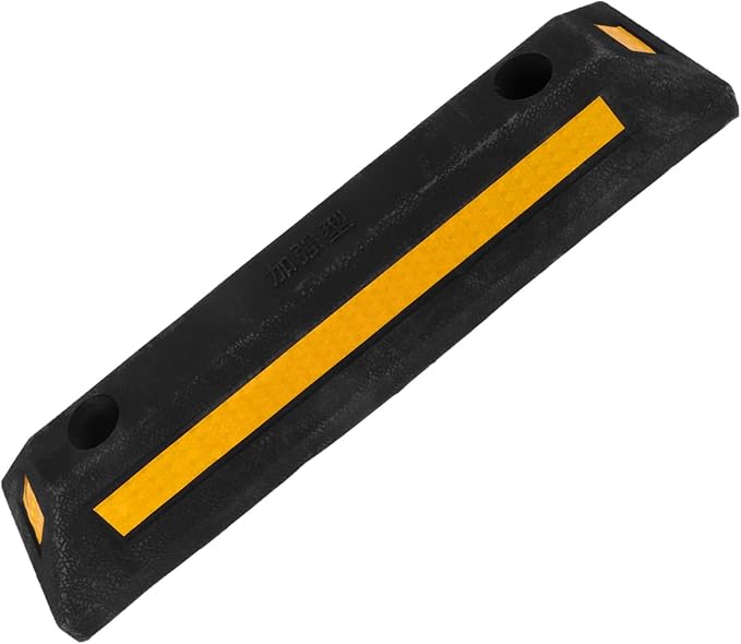 Heavy Duty Rubber Parking Block Stopper with Anti-Slip Texture Garage Car Stop Indicator for Driveway and Parking Lot Pre-drilled for Secure Installation
