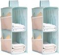 Hanging Closet Organizer, 4-Section Storage Shelves, Oxford Cloth with Mesh Pockets, (Cerulean, 2 Section)