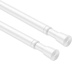 2PCS Tension Curtain Rod 33 to 59 Inch,White Short Curtain Rods No Drilling,Loaded Expandable Spring Curtain Rods for Windows