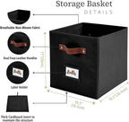 DECOMOMO Storage Bins, Cube Storage Bin with Labels, Fabric Storage Cubes for Shelves (10.5" x 11" / 6pcs, Black)
